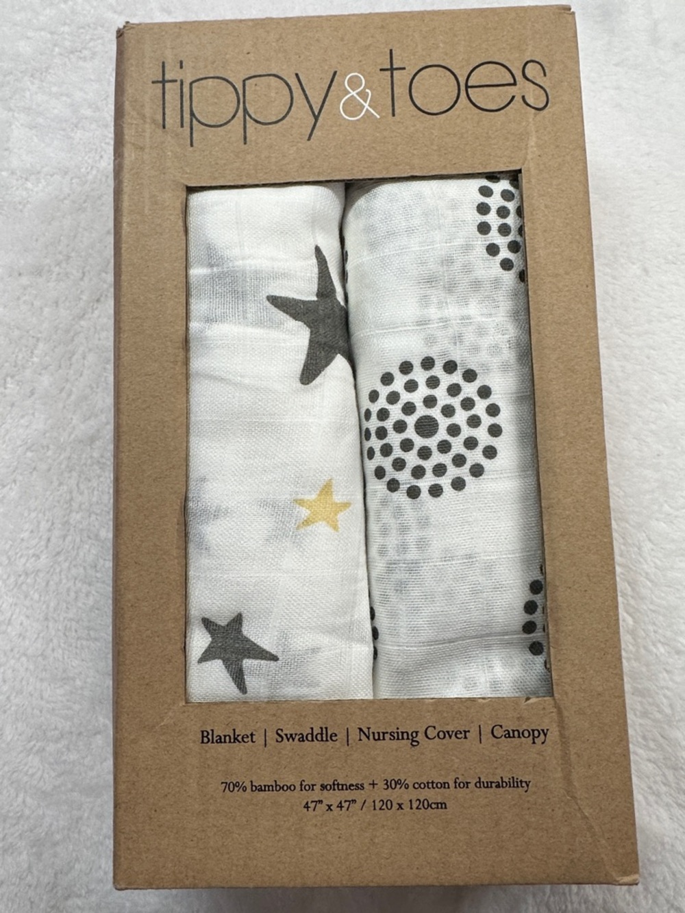 Tippy & Toes Moon & Sun Muslin Muslin Swaddle - 2 Pack NIB